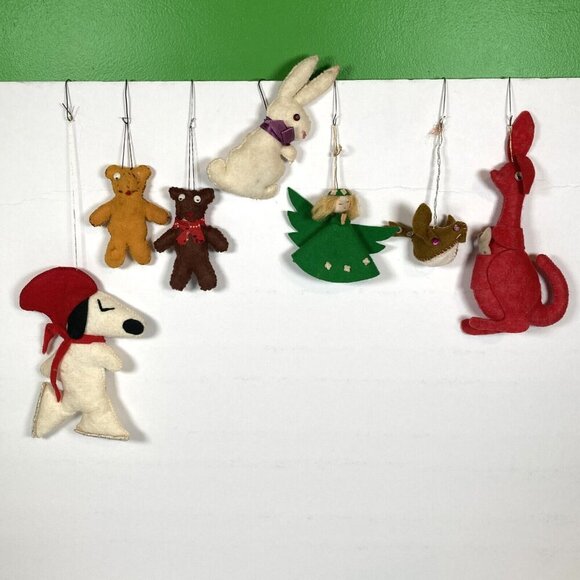 Vintage‎ Handmade Sewn Felt Assorted Christmas Ornaments, Lot of 7 - Picture 1 of 10